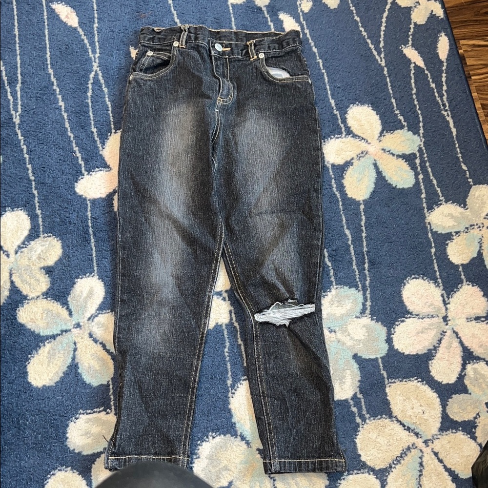 Girls size 8 Distressed Black Denim Jeans